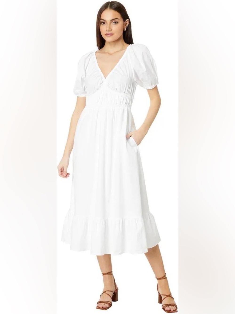 Vineyard Vines Women's Poplin V-Neck Midi Dress